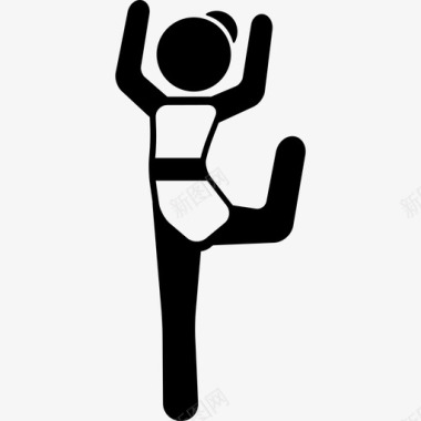 弯着腿和手臂的女孩运动瑜伽图标图标