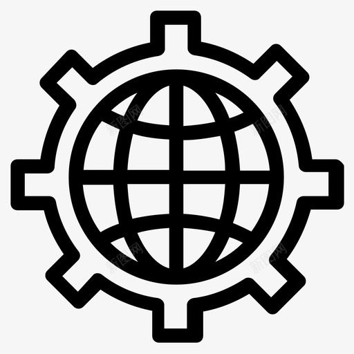 设置齿轮地球仪图标svg_新图网 https://ixintu.com 世界 世界图标 地球仪 设置 齿轮
