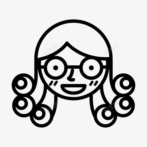 眼镜聪明女孩图标svg_新图网 https://ixintu.com 女孩 快乐 烫发 眼镜 聪明