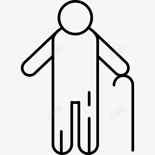 手杖老人行为超薄图标svg_新图网 https://ixintu.com 手杖老人行为超薄