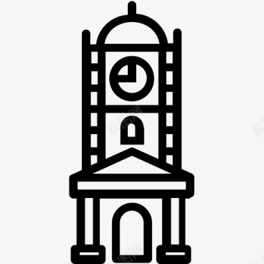 钟楼高楼巴基斯坦文化和地标性建筑勾勒出图标图标