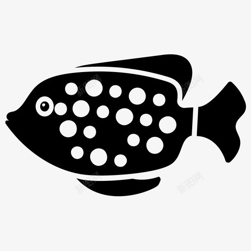 黑点金鱼水生鱼淡水鱼图标svg_新图网 https://ixintu.com 水生鱼 淡水鱼 热带鱼 鱼字形图标 黑点金鱼