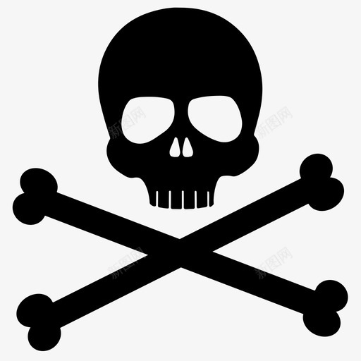 骷髅骨头危险图标svg_新图网 https://ixintu.com 危险 快乐罗杰 死亡 海盗 骨头 骷髅