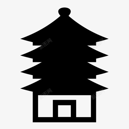 宝塔建筑中国图标svg_新图网 https://ixintu.com 中国 宝塔 寺庙 建筑 神龛