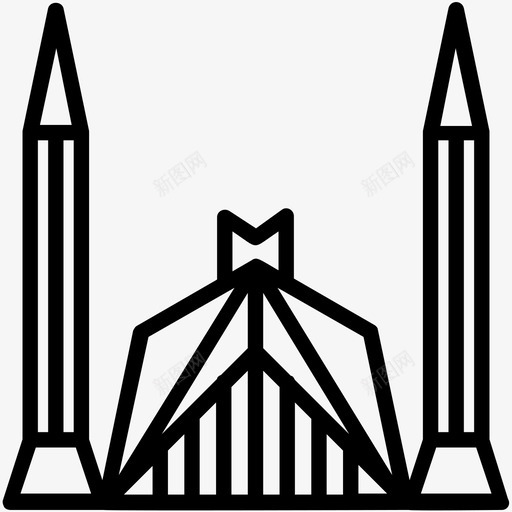 费萨尔清真寺伊斯兰建筑伊斯兰艺术图标svg_新图网 https://ixintu.com 伊斯兰建筑 伊斯兰艺术 巴基斯坦文化和地标性建筑轮廓图标 沙赫费萨尔清真寺 费萨尔清真寺