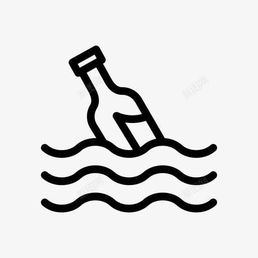 瓶子里的信息便条大海图标svg_新图网 https://ixintu.com 便条 大海 水 瓶子里的信息