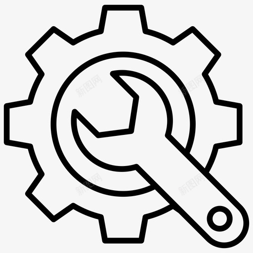 技术支持维护服务工具图标svg_新图网 https://ixintu.com 技术支持 技术服务 服务工具 维护 网络和搜索引擎优化线图标 车间