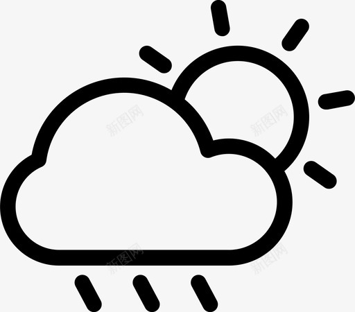小雨局部晴天气图标svg_新图网 https://ixintu.com 天气 小雨 局部晴