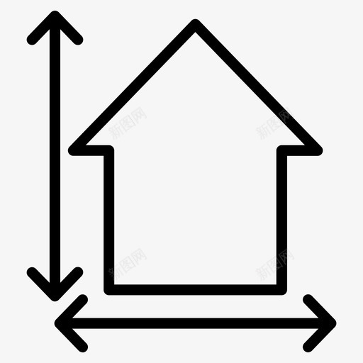 测量尺寸高度图标svg_新图网 https://ixintu.com 尺寸 建筑师和施工线 房屋 标高 测量 高度
