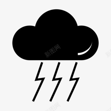 雷电阴雨雨季图标图标
