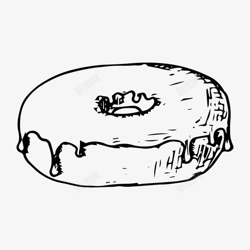 甜甜圈甜点食物图标svg_新图网 https://ixintu.com 甜点 甜甜圈 素描 食物