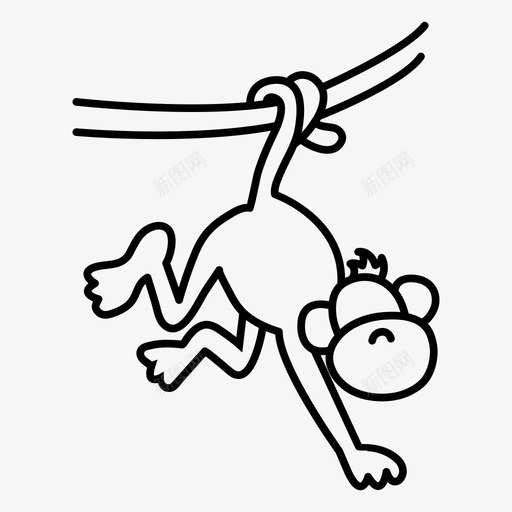 猴子猿玩图标svg_新图网 https://ixintu.com 猴子 猿 玩 荡秋千 藤蔓
