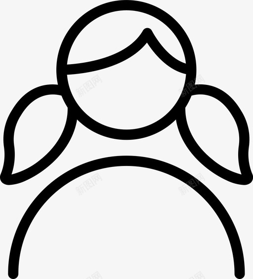 女人女孩人图标svg_新图网 https://ixintu.com 人 使用者 女人 女孩 辫子