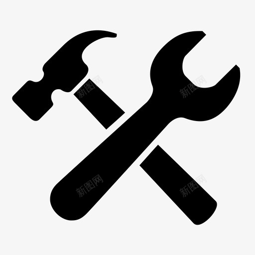工具固定器锤子图标svg_新图网 https://ixintu.com 勤杂工 固定器 工具 扳手 设置 锤子