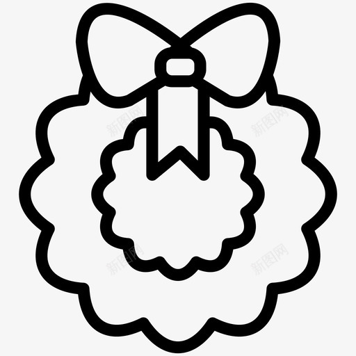 圣诞花环装饰冬天图标svg_新图网 https://ixintu.com 冬天 圣诞花环 装饰
