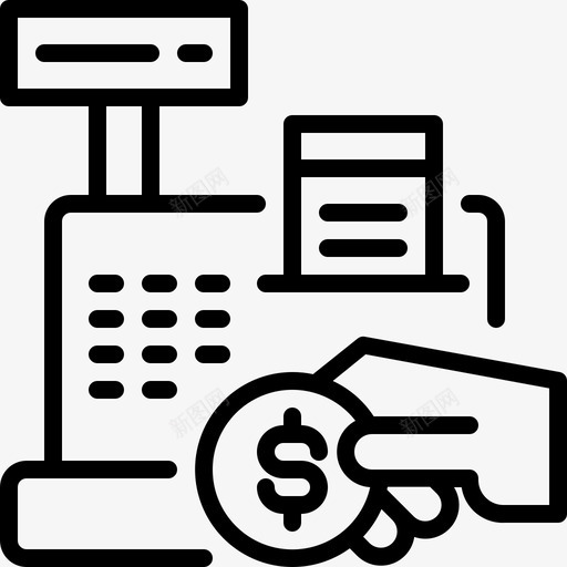 支票银行收银机图标svg_新图网 https://ixintu.com 付款方式 支票 收银机 网上支付 银行