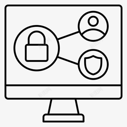 网络连接锁定图标svg_新图网 https://ixintu.com 专用 屏幕 网络 连接 锁定