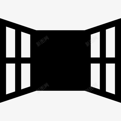 开窗窗框家图标svg_新图网 https://ixintu.com 家 小黑 开窗 房间 窗框