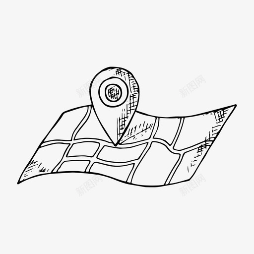 地图图钉地理位置草图图标svg_新图网 https://ixintu.com 地图图钉 地理位置 草图