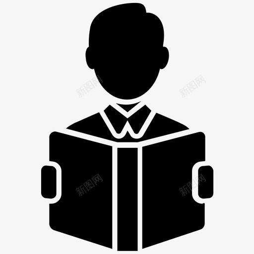 学生读书人学习者图标svg_新图网 https://ixintu.com 在线学习字形图标 学习者 学生 学者 读书人 读书小人