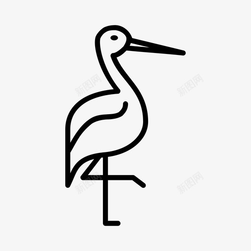 鹳动物鸟图标svg_新图网 https://ixintu.com 动物 浅蓝色送子鸟 白鹭 苍鹭 鸟 鹳