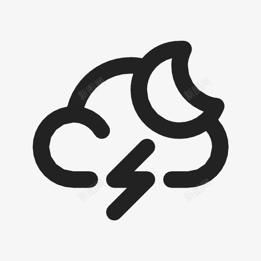 暴风雨半月气象图标svg_新图网 https://ixintu.com 半月 天气 暴风雨 气象 雨 雷