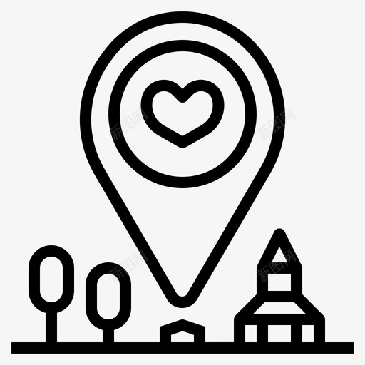 地点教堂gps图标svg_新图网 https://ixintu.com gps 别针 地点 婚礼 心脏 教堂