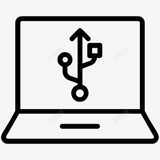 usb连接数据通信电子硬件图标svg_新图网 https://ixintu.com usb存储 usb连接 数据通信 电子硬件 笔记本电脑 计算机网络线路图标 远程连接