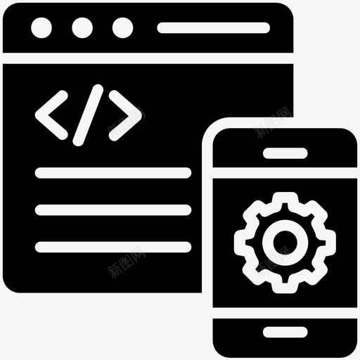 开发过程html编码软件开发图标svg_新图网 https://ixintu.com html编码 web开发 web编程 企业管理字形图标 开发过程 软件开发