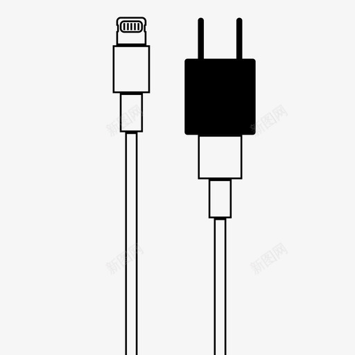 闪电墙充电器ipadiphone图标svg_新图网 https://ixintu.com ipad iphone 电缆轮廓 闪电墙充电器