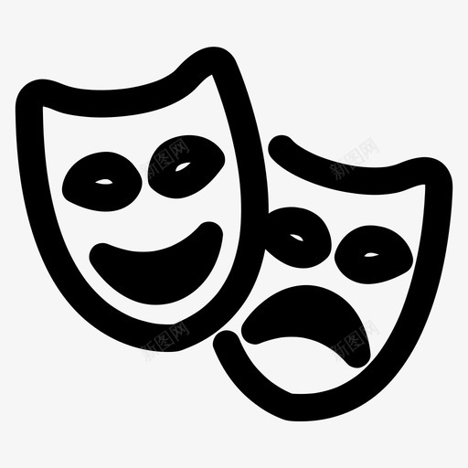 娱乐戏剧面具图标svg_新图网 https://ixintu.com 剧院 各种尺寸的基本图标 娱乐 媒体 戏剧 电影 面具