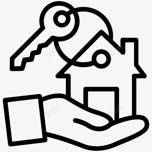 房屋钥匙房屋所有权抵押贷款图标svg_新图网 https://ixintu.com 出租公寓 房地产线图标 房屋所有权 房屋钥匙 抵押贷款