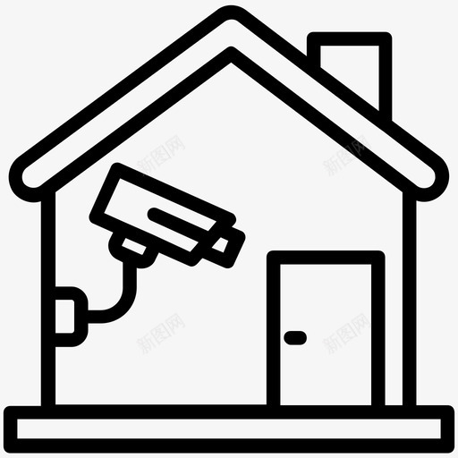 家庭监控闭路电视摄像头家庭安全图标svg_新图网 https://ixintu.com 安全摄像头 家庭安全 家庭监控 房地产线路图标 监控摄像头 闭路电视摄像头