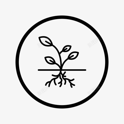 根圆植物图标svg_新图网 https://ixintu.com 园艺 圆 根 植物