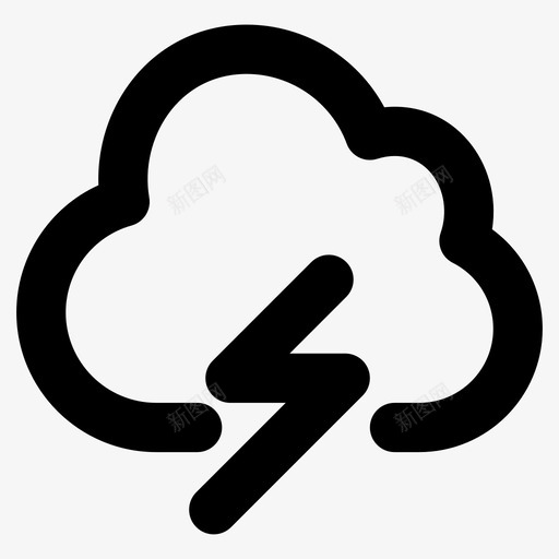 雷雨云闪雷击图标svg_新图网 https://ixintu.com 云闪 恶劣天气 用户界面粗体图标 自然灾害 雷击 雷雨