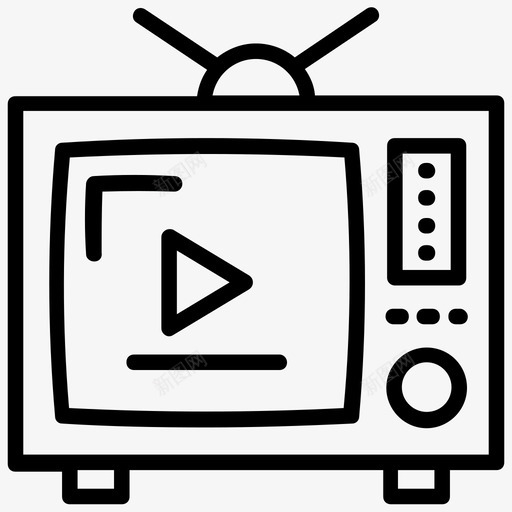 电视天线电视复古电视图标svg_新图网 https://ixintu.com 复古电视 天线电视 电视 电视机 视频生产线图标