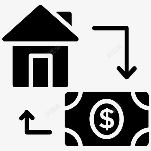 房屋融资房屋成本抵押贷款图标svg_新图网 https://ixintu.com 房地产雕文图标 房屋成本 房屋融资 抵押贷款 物业价值 物业成本