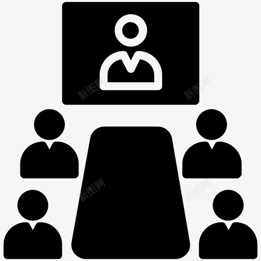 视频会议远程呈现视频电话图标svg_新图网 https://ixintu.com 业务管理字形图标 虚拟存在 视频会议 视频电话 远程呈现