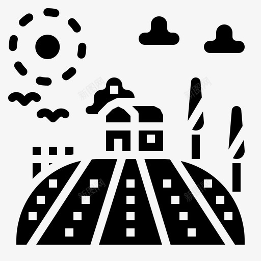 农田屋图标svg_新图网 https://ixintu.com 乡 农 农产品扎实 屋 田