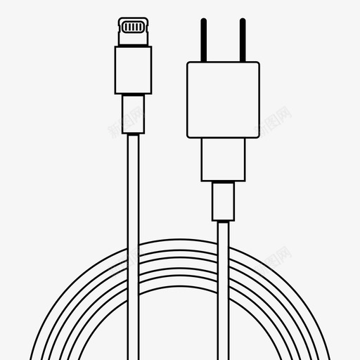 闪电墙充电器适配器电缆图标svg_新图网 https://ixintu.com 电缆 电缆轮廓 适配器 闪电墙充电器