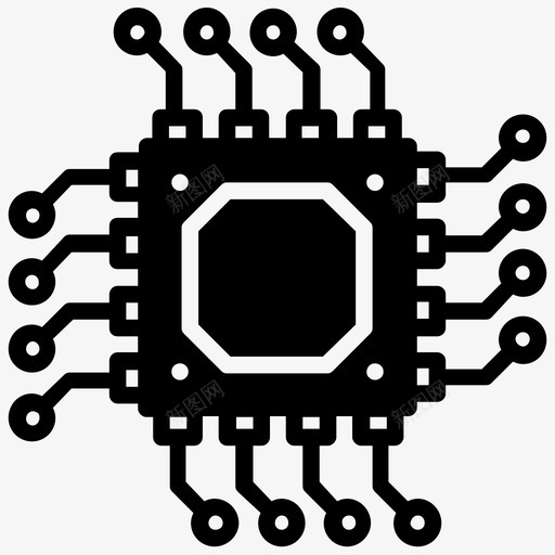微处理器电路板计算机处理器图标svg_新图网 https://ixintu.com 人工智能字形图标 微处理器 微芯片 电子设备 电路板 计算机处理器