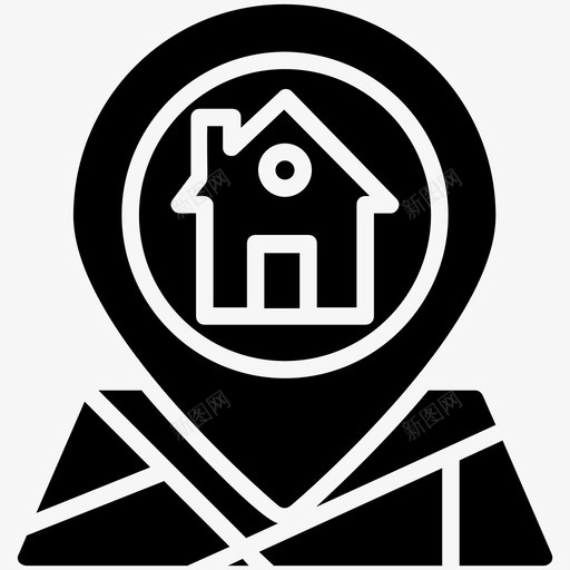 住宅位置位置保持架地图图钉图标svg_新图网 https://ixintu.com 位置保持架 住宅位置 地图图钉 导航 房地产字形图标