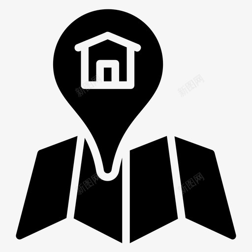 家庭目的地交货目的地交货地点图标svg_新图网 https://ixintu.com 交货地点 交货目的地 家庭目的地 折叠地图 物流配送图示符图标