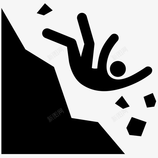 坠落悬崖危险图标svg_新图网 https://ixintu.com 危险 坠落 安全 山 岩石 悬崖