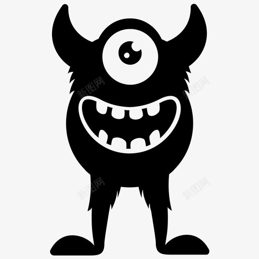 独眼巨人卡通怪物角怪图标svg_新图网 https://ixintu.com 单眼怪兽 卡通怪物 怪物角色雕文图标 独眼巨人 角怪