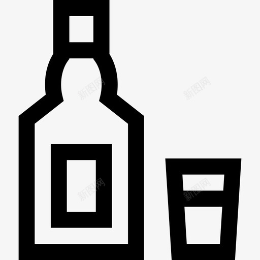 龙舌兰酒瓶子和玻璃杯墨西哥元素直线型图标svg_新图网 https://ixintu.com 墨西哥元素 直线型 龙舌兰酒瓶子和玻璃杯