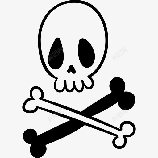 骷髅手工万圣节图标黑色svg_新图网 https://ixintu.com 手工万圣节图标 骷髅 黑色