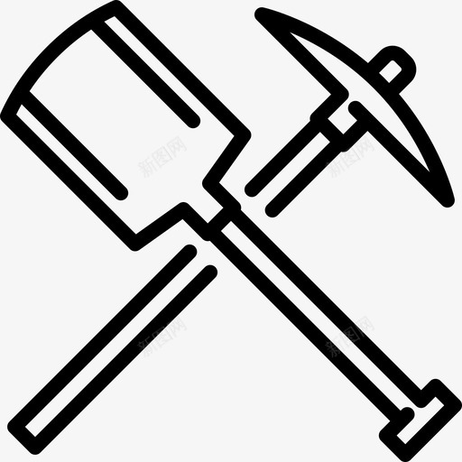 镐铲远西直线型图标svg_新图网 https://ixintu.com 直线型 远西 镐铲