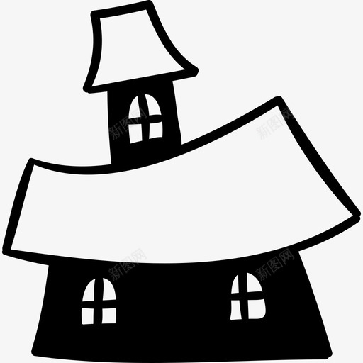 房子手工万圣节图标黑色svg_新图网 https://ixintu.com 房子 手工万圣节图标 黑色
