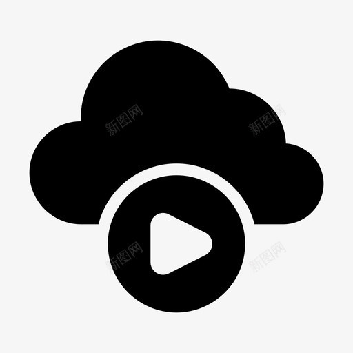 视频云播放图标svg_新图网 https://ixintu.com 云 播放 服务器 流媒体 视频